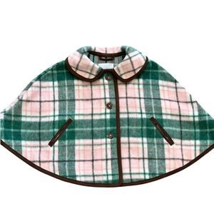 JANIE AND JACK Plaid Cape Pink Green 18-24m